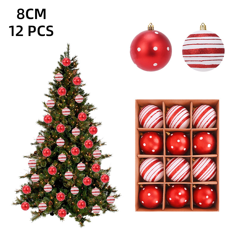 cross-border christmas ball 8cm red hand-painted electroplating ball colored ball hanging ball shopping mall living room christmas tree decorations