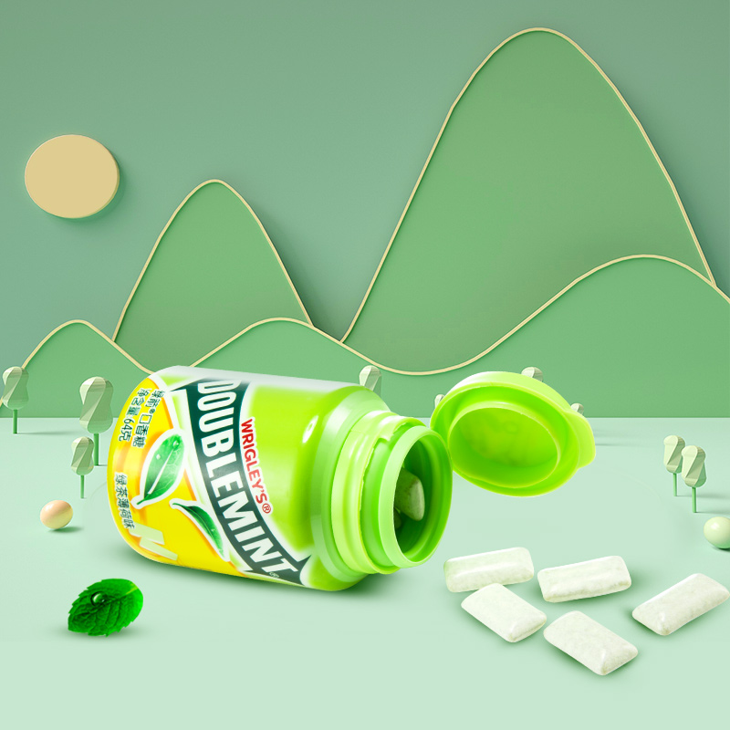 绿箭薄荷口香糖箭牌原味40粒64g瓶装清新口气官方旗舰店同款糖果
