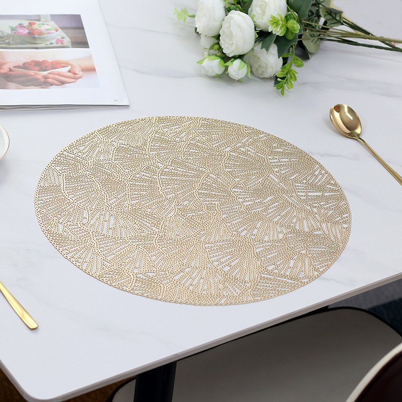 Placemat PVC Nordic round Shell Hollow Placemat PVC Waterproof Oil-Proof Stain-Resistant Scratch-Resistant Hotel Restaurant Dining Table Cushion