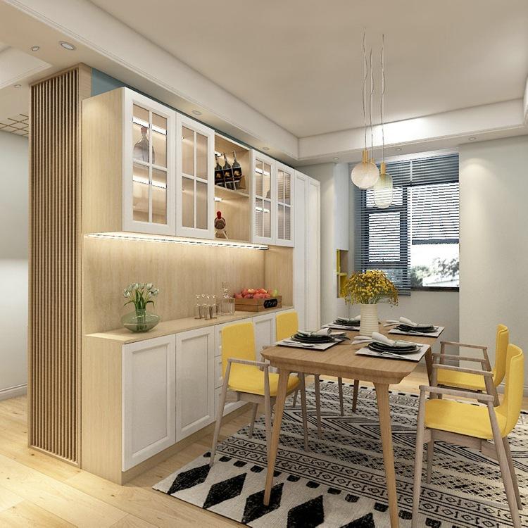 全屋定制餐酒柜 掩门餐边柜餐桌餐椅组合简欧活力风厂家定制