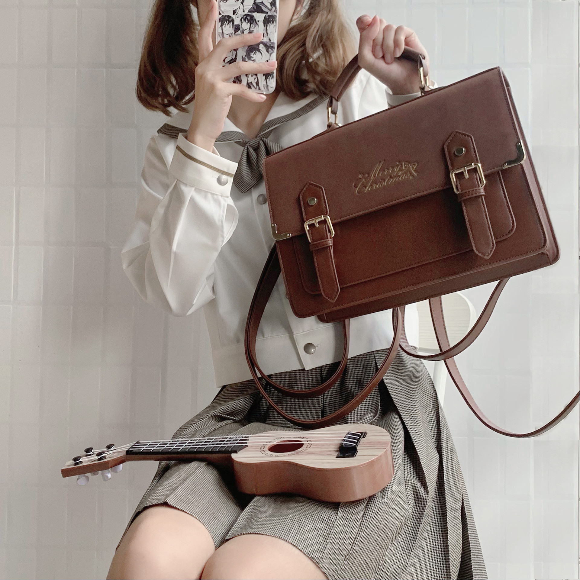 新款剑桥包jk包制服包校工包斜挎手提双肩包圣诞包跨境外贸女包