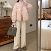 Winter women 2022 new pattern Pink have cash less than that is registered in the accounts Horn button Bread wear cotton-padded clothes ins Western style Stand collar Cotton coat