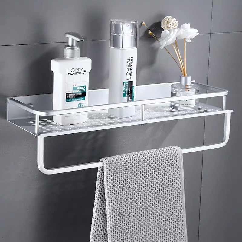 Bathroom Drain Storage Rack Bathroom Mirror Front Storage Rack Wall-Mounted Punch-Free Shower Lotion Bottle Rack Black