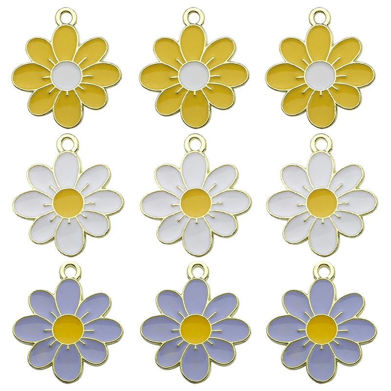 1 Drop Oil Alloy Flower Pendants Accessories Cute Flowers Necklace Earrings Small Pendant Pendants DIY Material