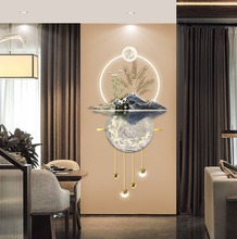 新中式九鱼玄关装饰画现代高档走廊尽头寓意好的立体led发光挂画