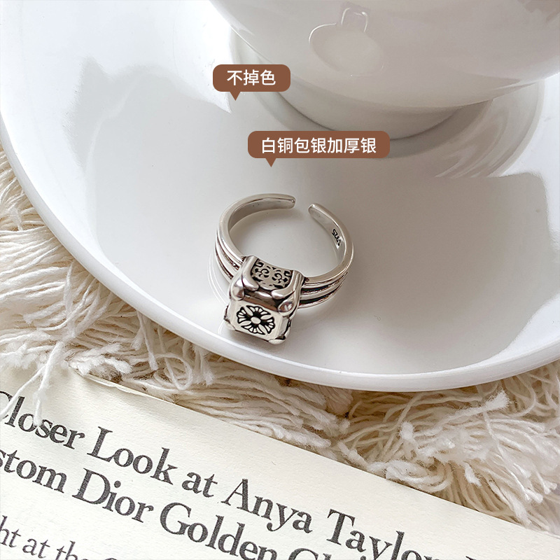 Zhiyun Heavy Industry Niello Jewelry Men's Personalized Minority European and American Hot Vintage 925 Sterling Silver Ring Non-Fading Ring