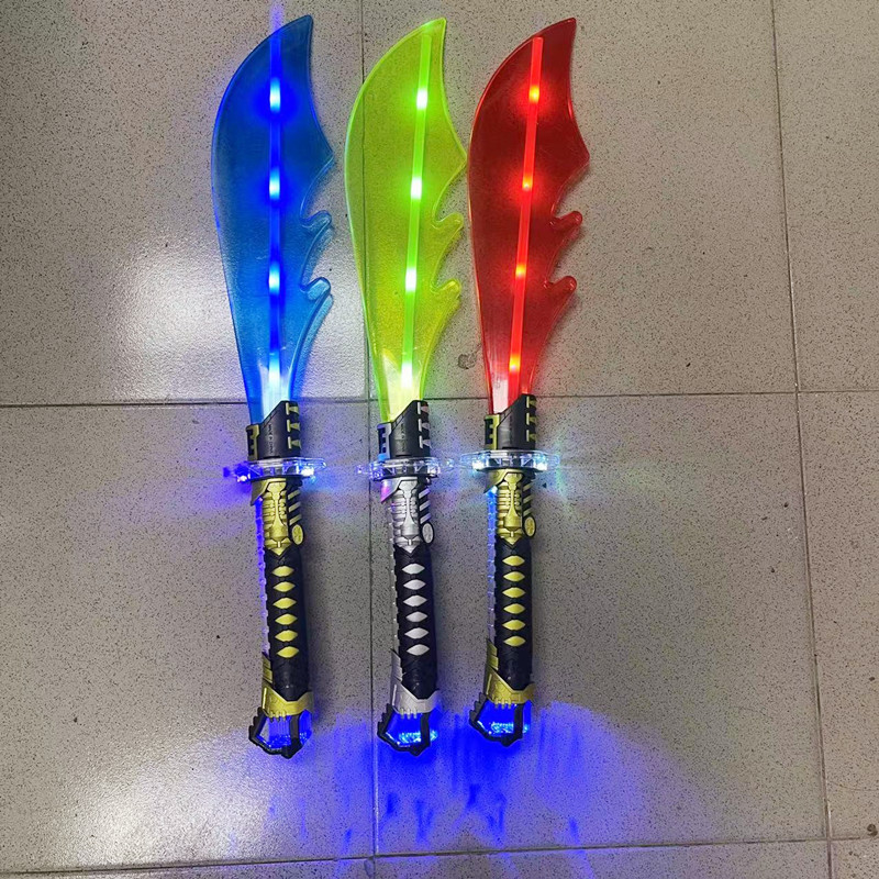 New Luminous Sword Shark Knife Spray Paint Sword Warrior Sword Children's Toy Sound and Light Color Broadsword Stall Wholesale