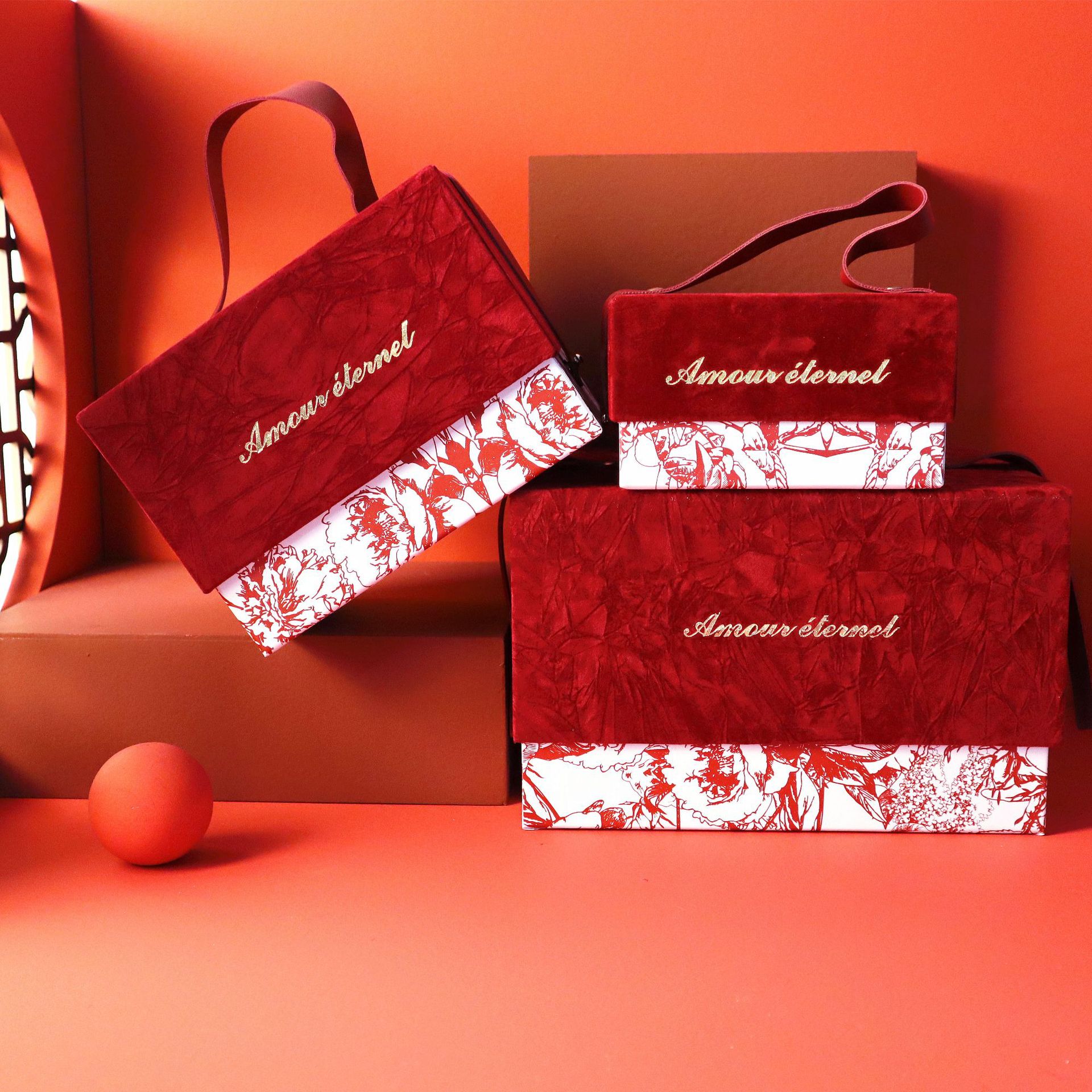 婚礼绒布伴手礼盒节日礼品包装盒空盒 工厂批发糖果盒结婚喜糖盒