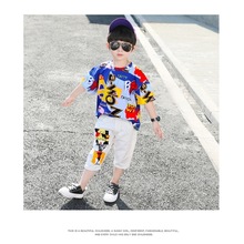 潮牌男童夏装套装2024年韩版短袖洋气童装儿童夏季帅气短裤两件套