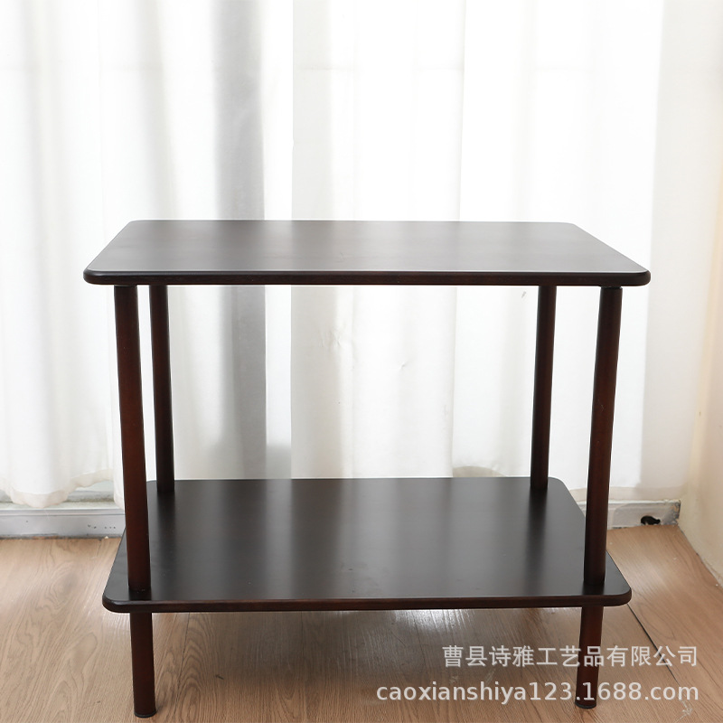 Wooden Simple Coffee Table Double-Layer Sofa Side Table Storage Table Bedroom Bedside Table Small Apartment Mini Household Small Table