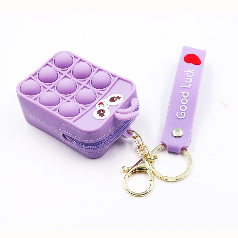 Silicone Coin Purse Keychain Cartoon Doll Bubble Music Key Pendants Decompression Keychain Bag Bag Earphone Bag