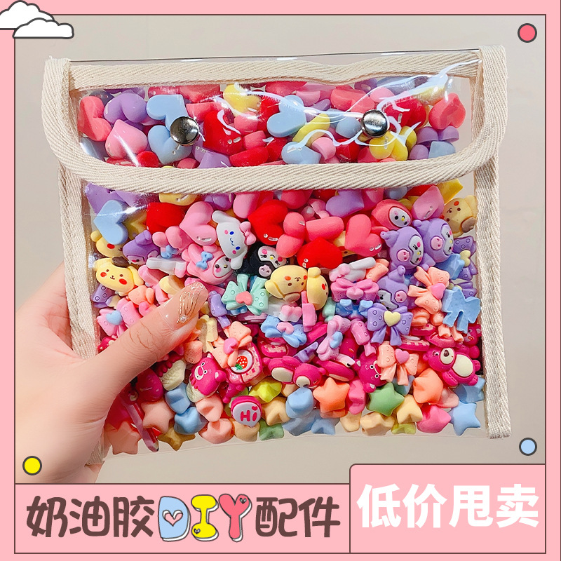 Cream Glue DIY Materials Accessories Wholesale TikTok Mixed Real Color Cute Cartoon Resin Phone Case DIY Patch