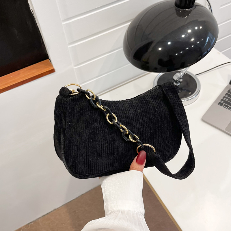 Korean Style Artistic Cloth Bag Simple Casual Corduroy Women's Shoulder Bag Solid Color Mini Messenger Bag Portable Canvas Bag