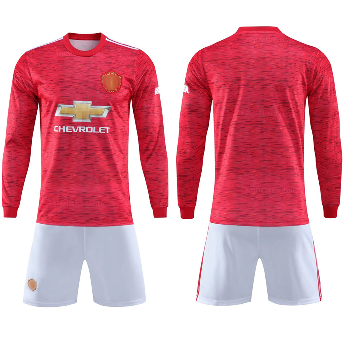 20-21赛季曼联主场长袖球衣成人足球服团购印号红色比赛服