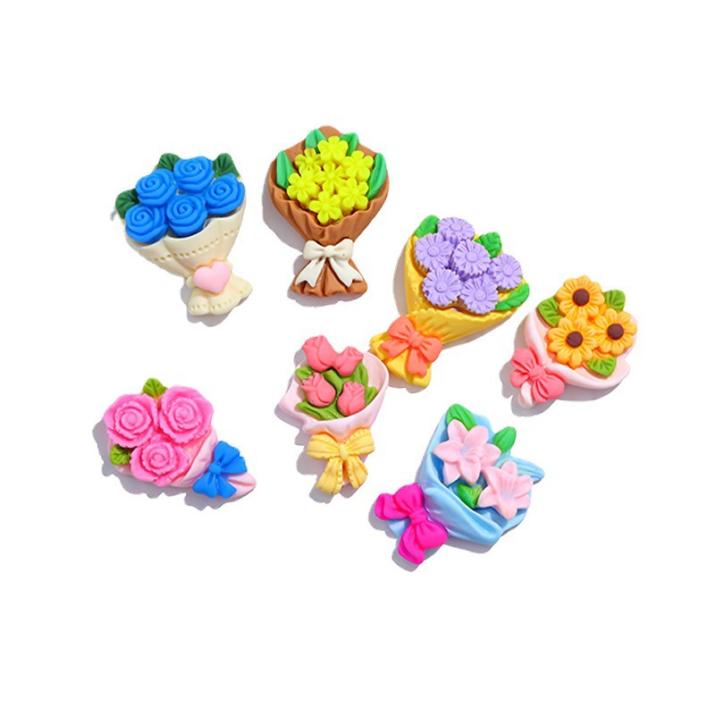 Artificial Rose Bouquet Cream Glue DIY Phone Case Material Package Handmade Stationery Box Ornament Resin Accessories