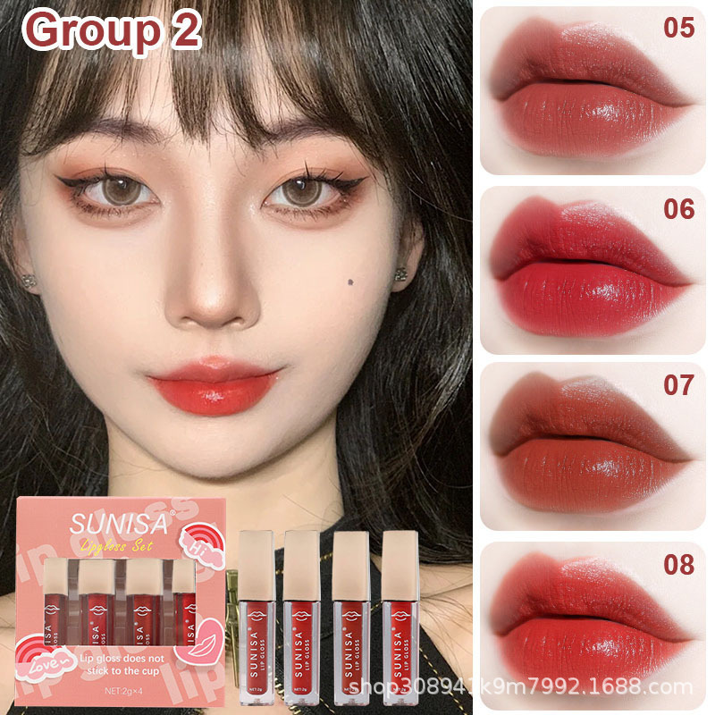 Exclusive for Cross-Border Liquid Lip Gloss Lipstick Kit Mini Lip Lacquer Students Do Not Fade Longlasting Lip Gloss Lip Gloss Factory Direct Sales