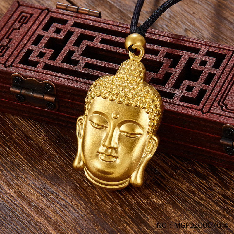 佛头黄金吊坠足金999纯金如来佛古法挂坠男女款永保平安首饰礼物