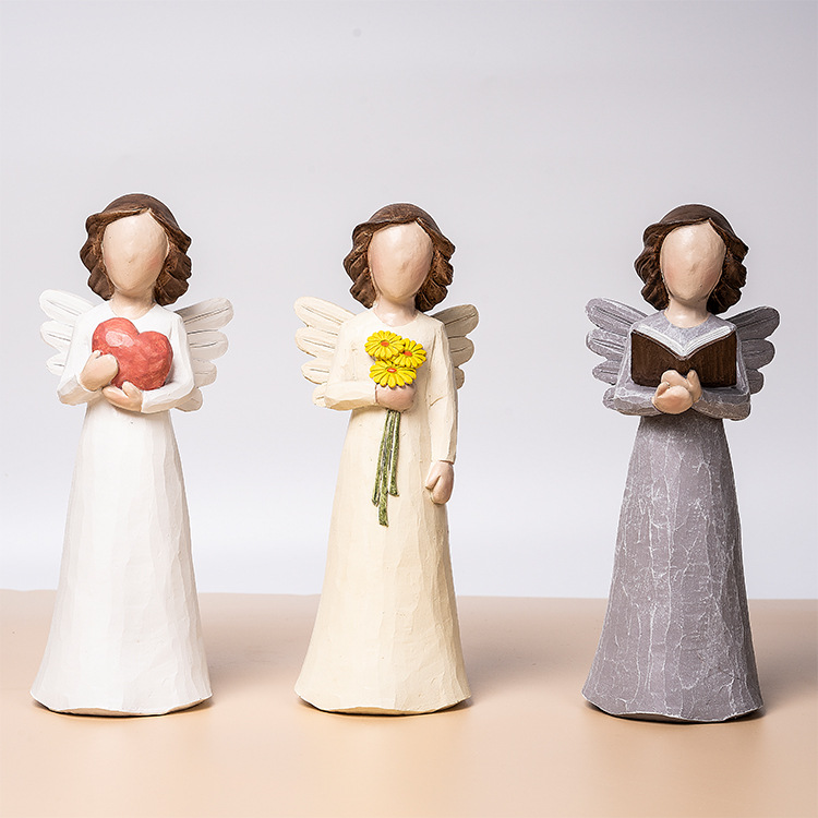 北欧结婚礼物女孩房间装饰挂件爱心天使人物礼品树脂工艺品大雕像