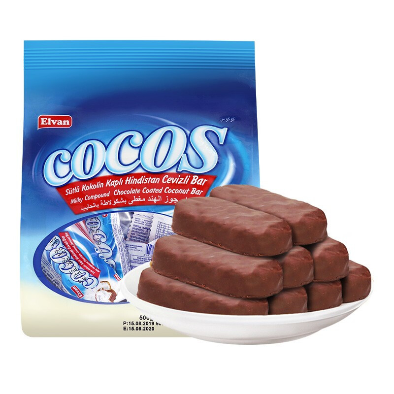 elvan土耳其进口巧克力棒夹心椰丝零食零食独立包装喜糖婚庆什锦