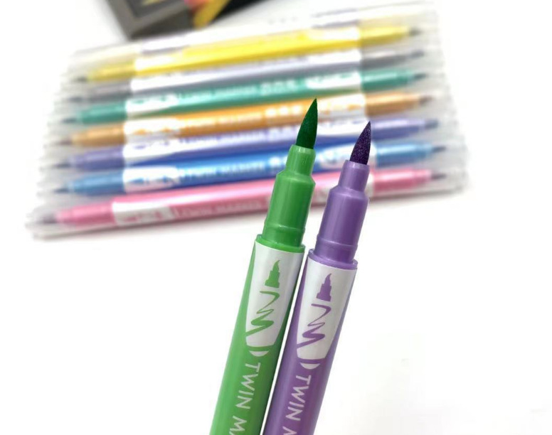 Timeout H583 Metallic Xiuxiu Pen Student Journal Pen Coloring Graffiti Drawing Pen Soft and Hard Double-Headed Xiuxiu Pen