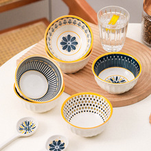 北欧饭碗家用陶瓷釉下彩特别好看的米饭碗新款日式早餐碗高颜值