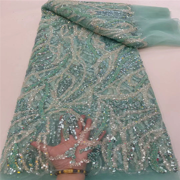 双色珠管刺绣礼服 珠子珠片亮片面料 欧美跨境时尚绣品 婚纱面料