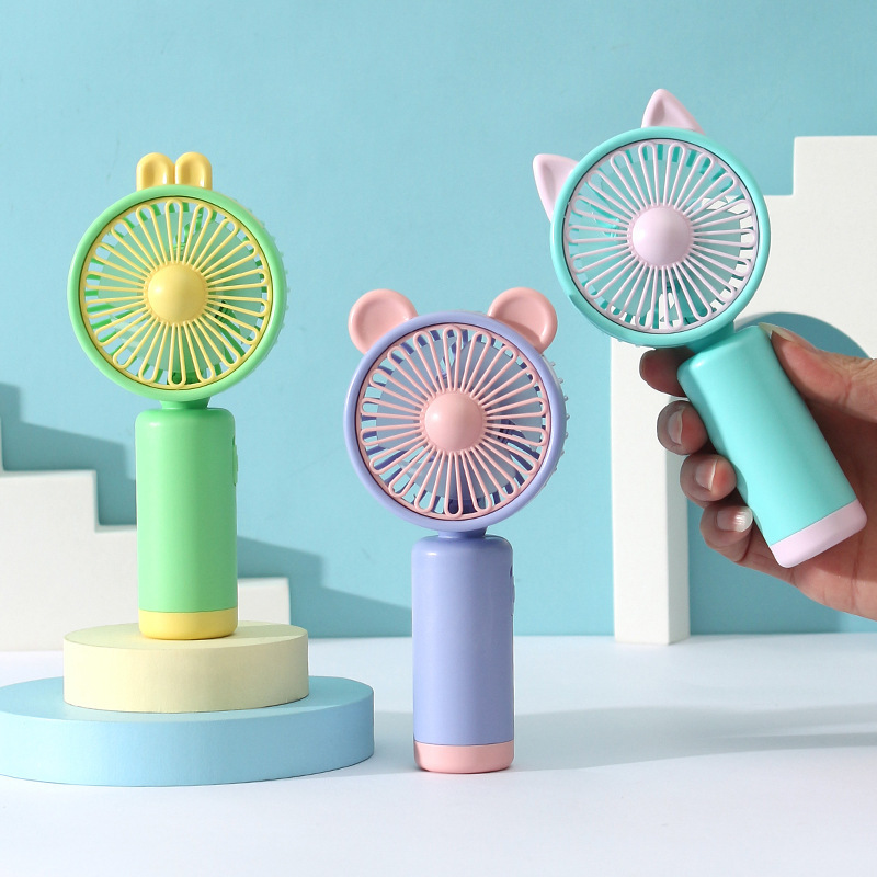 2024新款手持迷你风扇 可爱卡通usb充电便携静音小电风扇礼品跨境