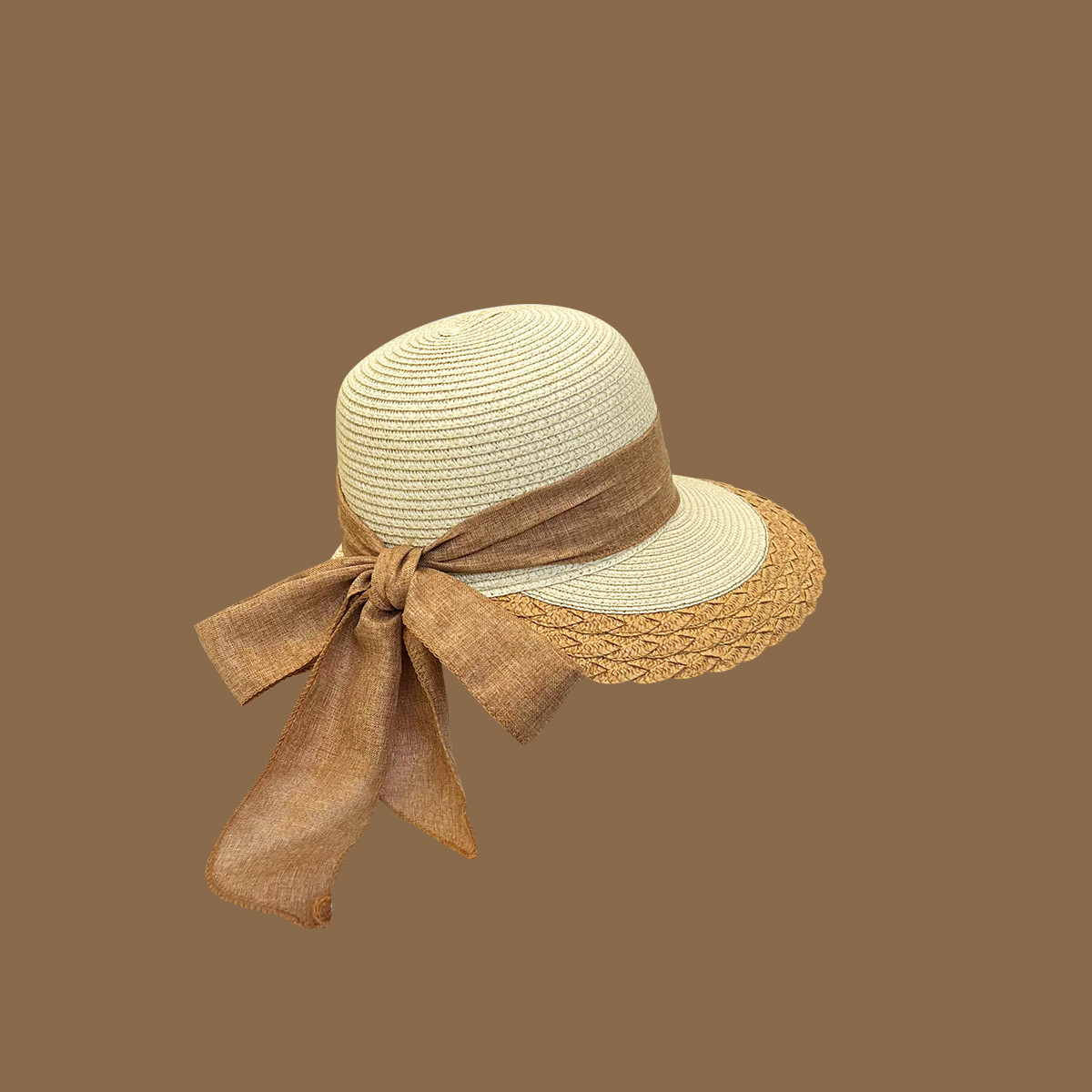 Chengwen Sweet Open Big Brim Bow Straw Hat Female Summer Outing Korean Casual All-Matching Sun-Shade Sun Protection Hat
