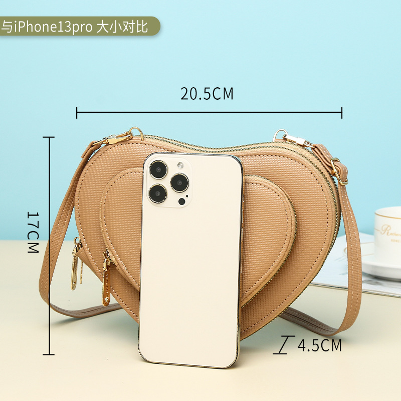 Bag  Messenger Bag Fashionable Versatile Korean Style Peach Heart Mobile Phone Bag Multi-Functional Shoulder Bag Trendy 