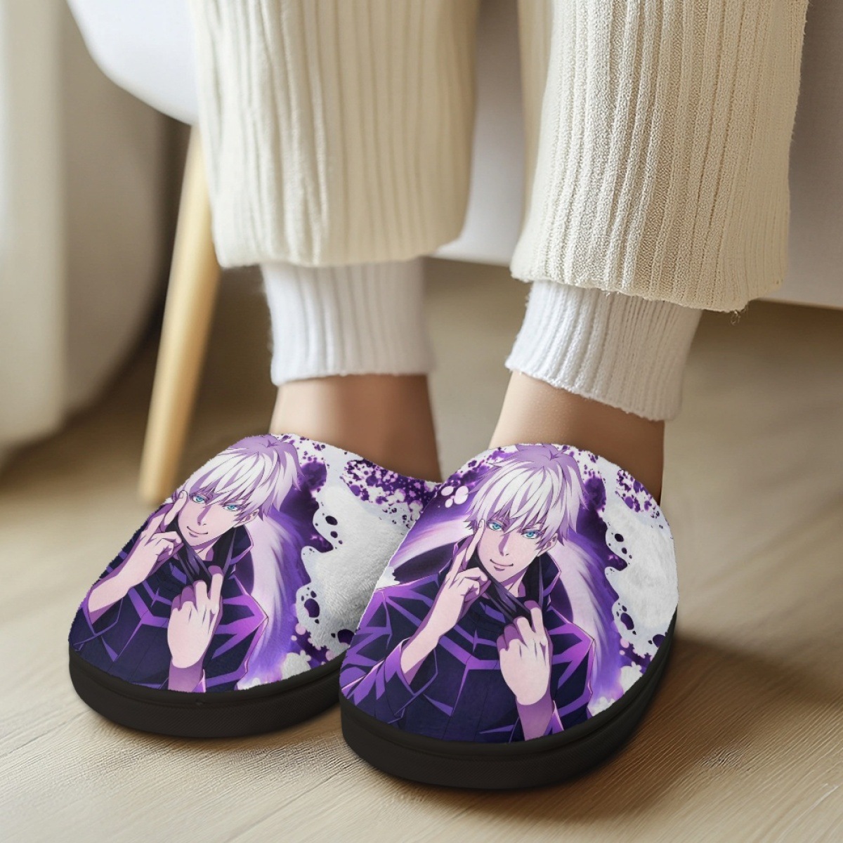 日漫动漫gojo五条悟人物印花棉鞋男女情侣鞋跨境家居独立站速卖通