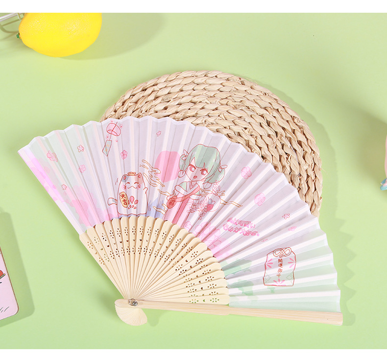 学生礼品扇布扇子可爱卡通折叠扇子女随身便携舞蹈扇夏季家居用品