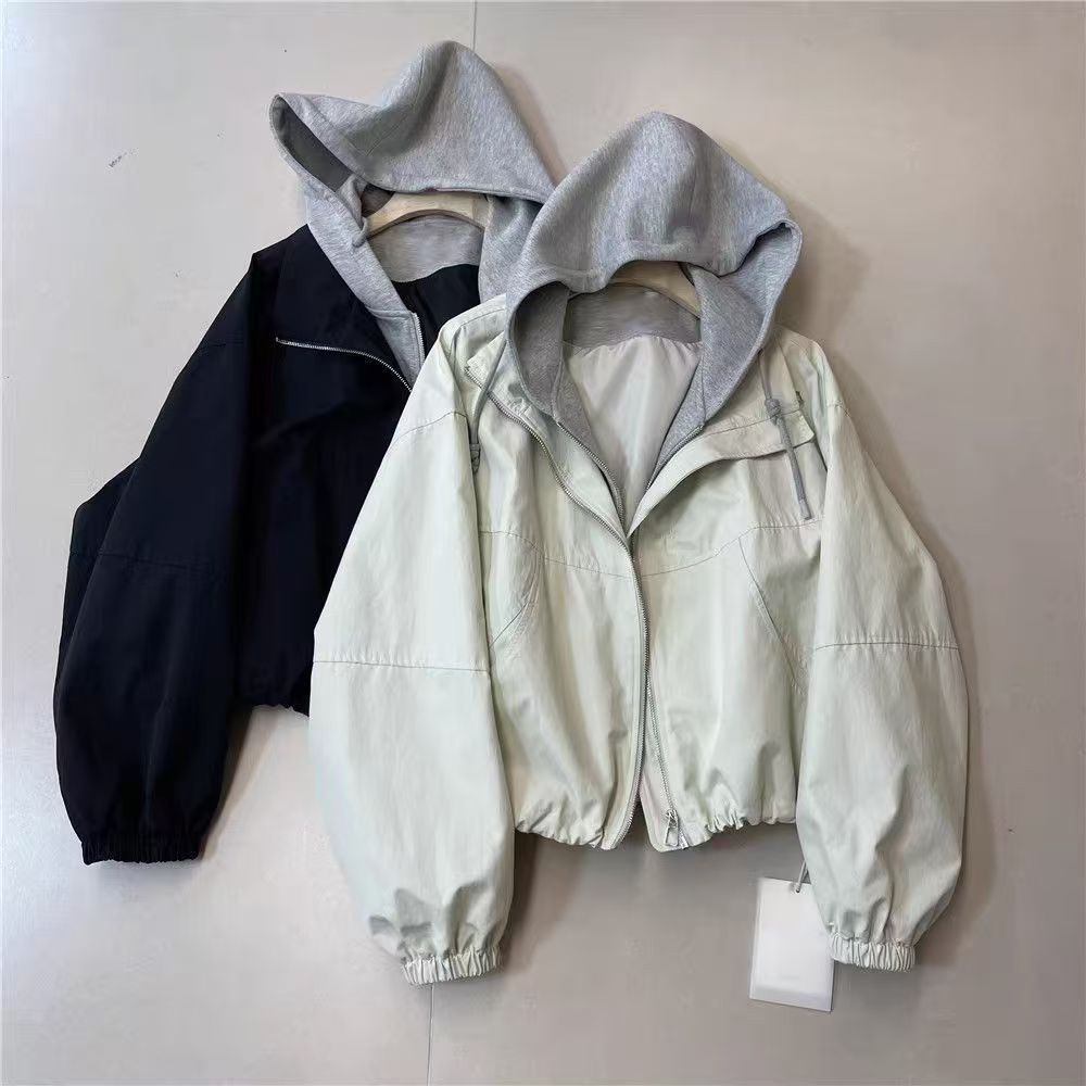 女童外套春秋2025新款洋气儿童秋装休闲大童假两件连帽洋气上衣潮