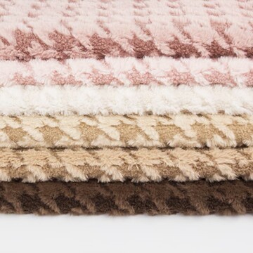 千鸟格 提花 兔毛绒布服装 鞋材 玩具 家居服装时尚毛绒 面料