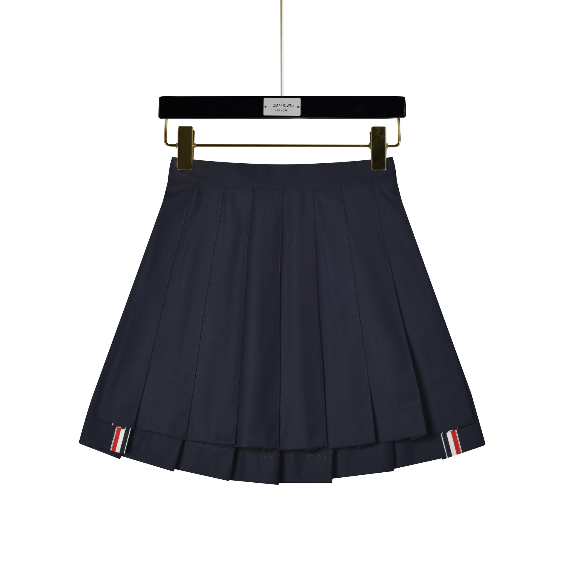 tb新款短裙四条杠显瘦女士百褶裙夏款包臀气质学院风拼接纯色短裙