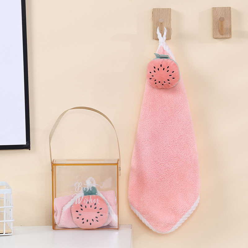 Hand Towel Hanging Coral Fleece Towel Kitchen Household Lazy Hand Towel Thickened Absorbent Cartoon Kids' Towel