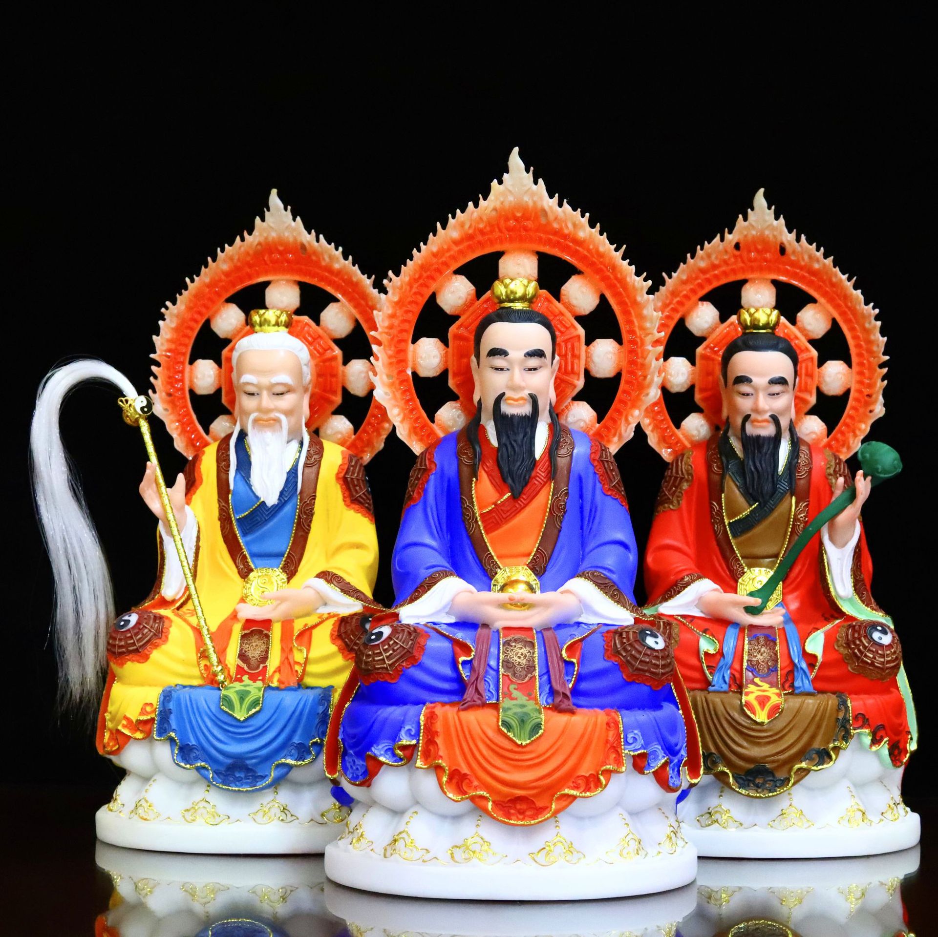 三清原始天尊太上老君灵宝天尊三清像汉白玉空心三清12寸16寸19寸