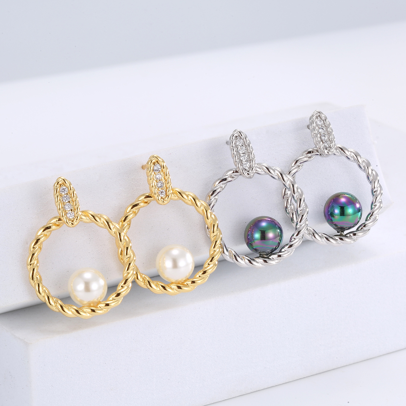 韩国超仙小众设计感耳环s925银针气质复古珍珠耳饰跨境饰品批发