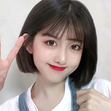 网红学生头蓬松bobo头自然可爱短发空气齐刘海短直假头女全头套式
