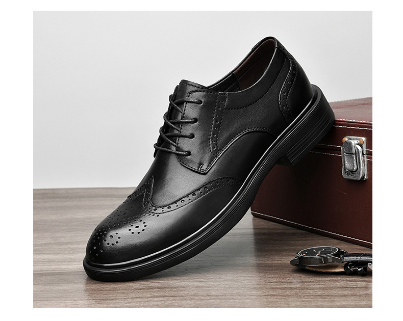 夏季正装商务休闲皮鞋布洛克男鞋韩版英伦风透气内增高结婚新郎鞋