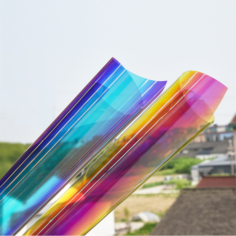 炫彩膜玻璃贴膜幻彩膜镭射贴纸彩色渐变膜彩虹膜七彩膜变色镭射纸