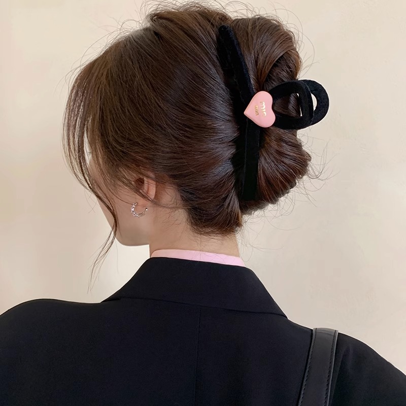 Pink Love Heart Grip 2023 New Sweet Cool All-Match Updo Hairpin Female Back Head Shark Clip Clip Hairware Tide