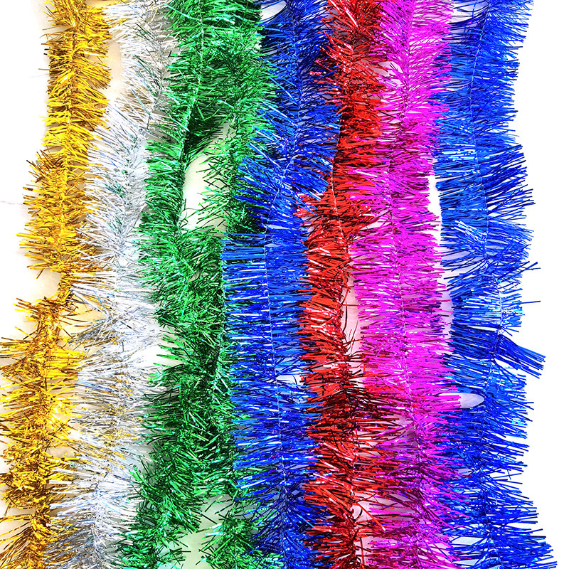 元旦圣诞节装饰礼品 白边彩带 拉花毛条茜草 圣诞树挂饰 2米彩条