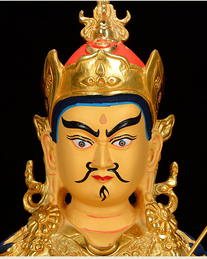 佛缘汇莲花生大士佛像藏传密宗摆件铜鎏金供奉佛像莲花生大师像