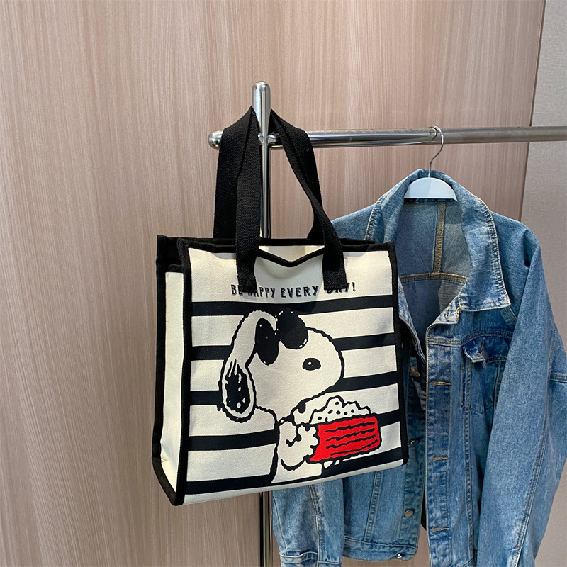 Canvas Bag Ins Korean Style 2023 New Large Capacity Snoopy Bag Portable Bag Student Shoulder Tote Bag