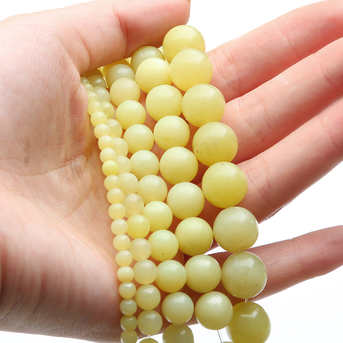 天然柠檬玉圆润晶莹圆珠简约手工diy手链手串项链饰品配件材料