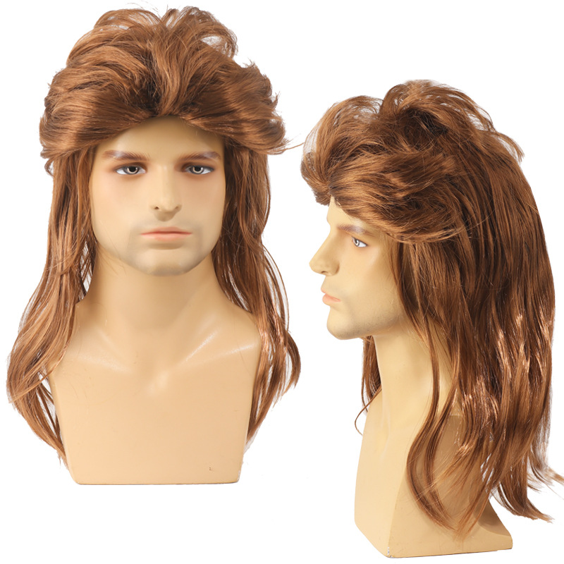 万圣节复古朋克cos长卷发重金属迪斯科嘻哈欧美男款摇滚假发头套