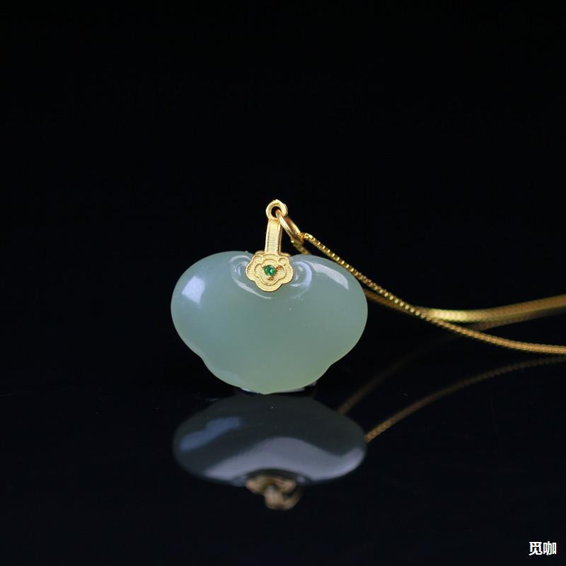 天然和田玉晴水如意吊坠搭配s925银链子时尚简约百搭男女生款项链