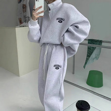 休闲时尚套装女小个子秋冬加绒加厚高级感小洋装两件套跑步运动服