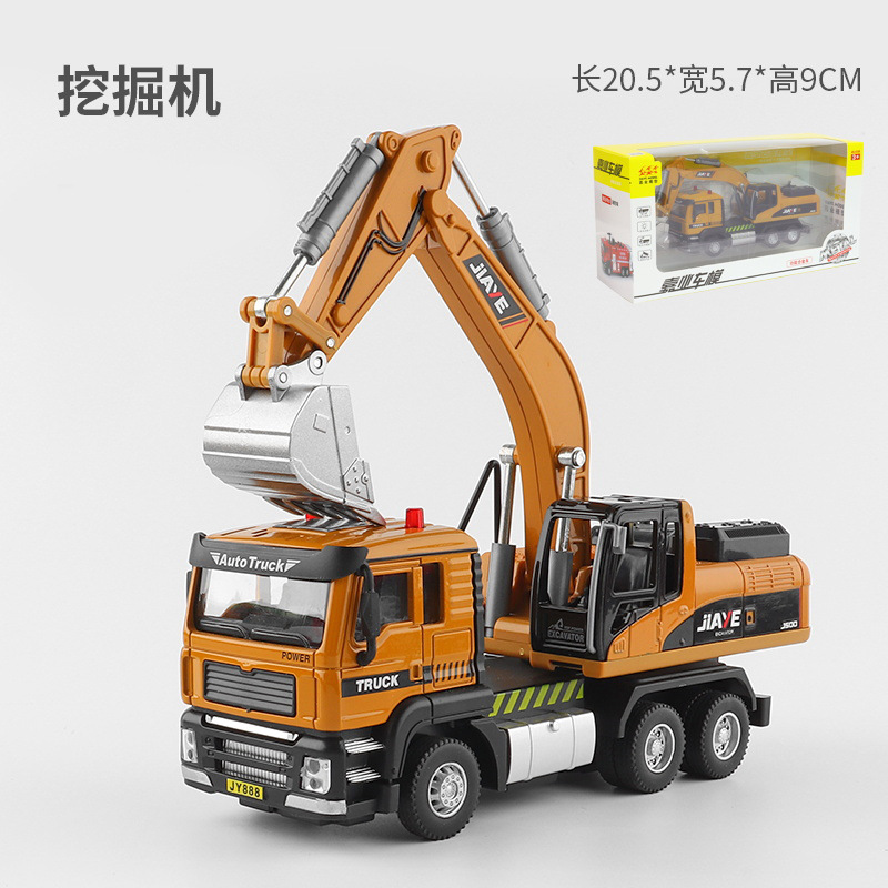 Jiaye 1:50 Alloy Sound and Light Warrior Engineering Vehicle Excavator Mixer Truck Garbage Crane Dump Truck Model Boy Toy