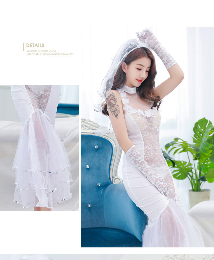 情趣内衣性感透明蕾丝长裙新娘装婚纱睡裙制服诱惑角色扮演晚礼服